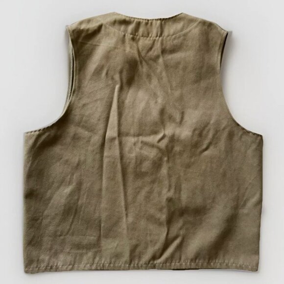 VTG Filson USA Vest Men Size 46 Hunting Button Up Style 820 Tan Cotton Moleskin - Picture 2 of 4